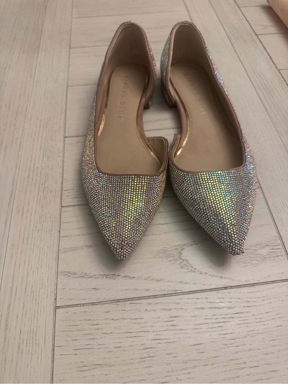 Gianni Bini Iridescent Crystal Pointed Toe Flats - Multicolor